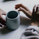 Coffee cup on desk