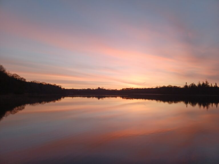 Sunset over Annaghmakerrig Lake, a view that inspires our artists