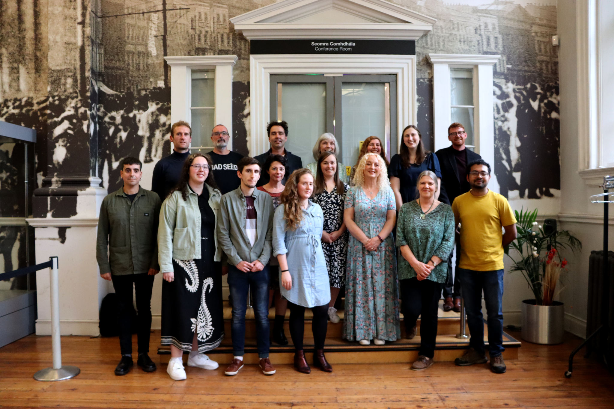 Writing the Earth scientists, writers and programme facilitators in group photo at Pierce Street Library, Dublin. 17_08_2023