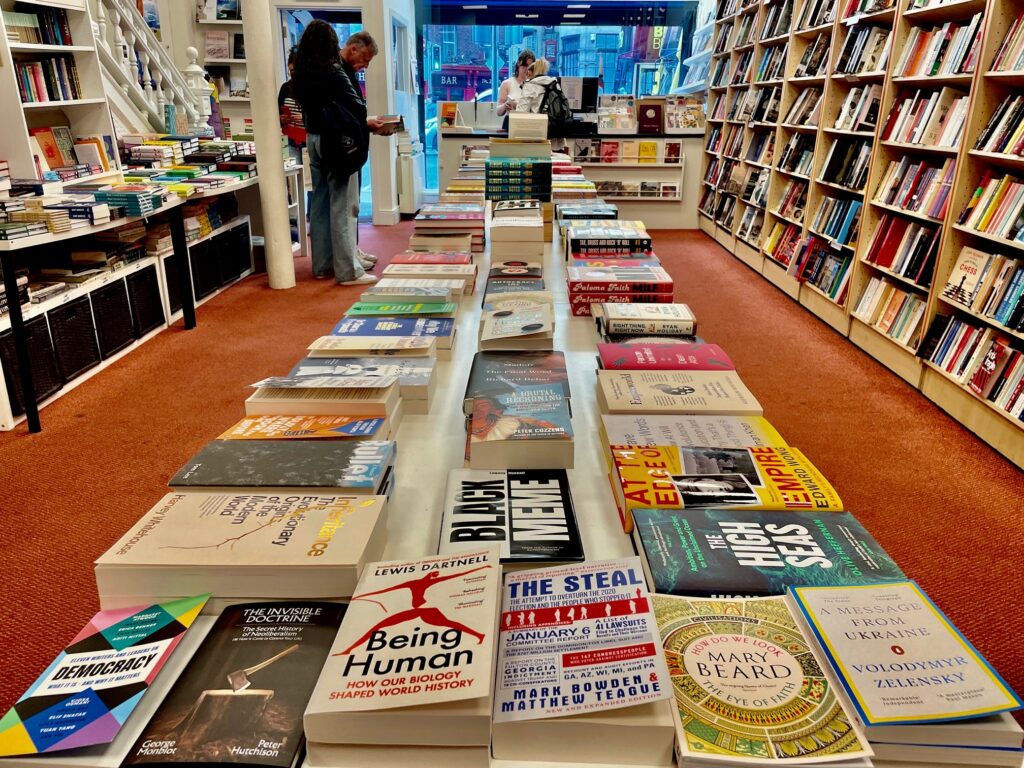 Interior view of Books Upstairs bookstore in Dublin